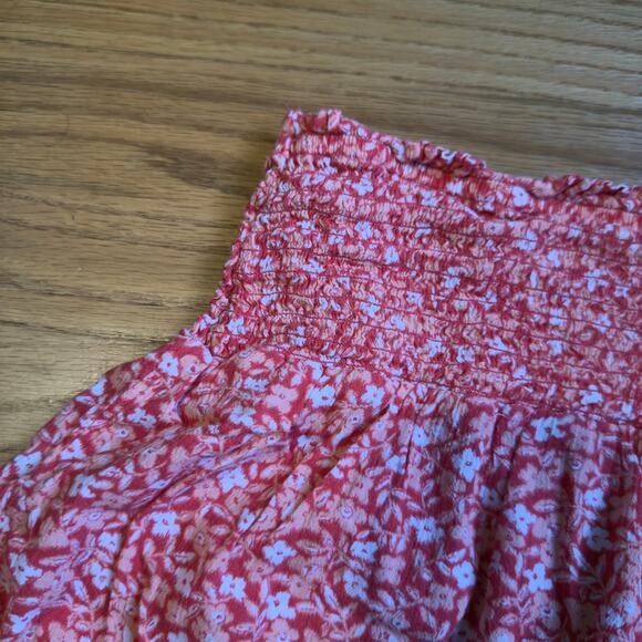 Aerie Smocked Ditsy Red Flowy Floral Shorts High-Waisted Size XL - Picture 3 of 7